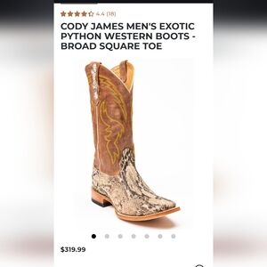 Cody James Men's Exotic Python Western Boots - Broad Square Toe NWT